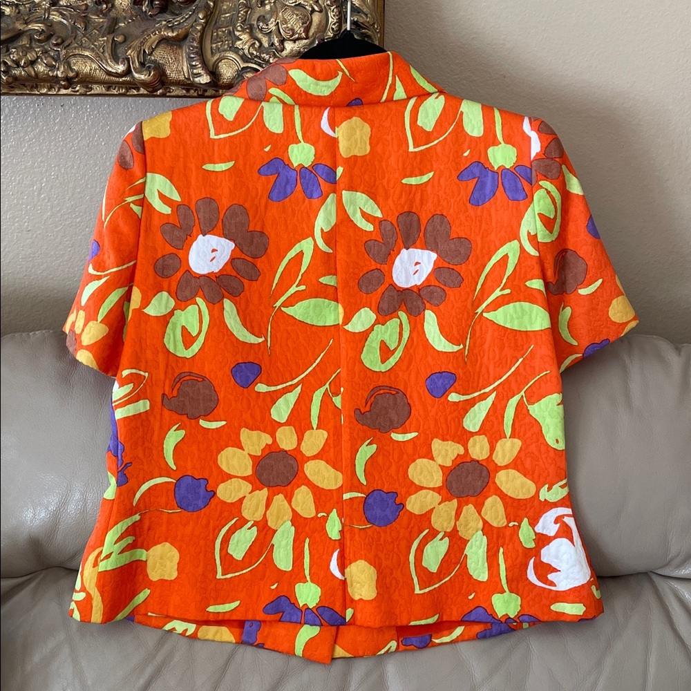 NWT.$3200 Oscar De La Renta Saks Fifth Avenue Orange Purple Floral Jacket Sz.8 - Picture 8 of 11